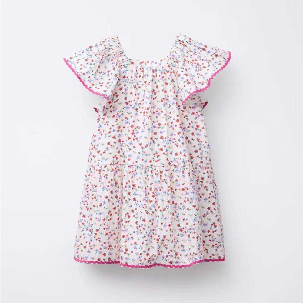 Zara Kids Floral Dress with Pink Trim